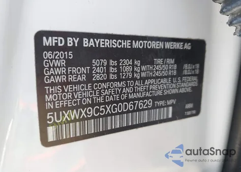 2016 BMW X3 xDrive28I from USA, damaged, VIN 5UXWX9C5XG0D67629